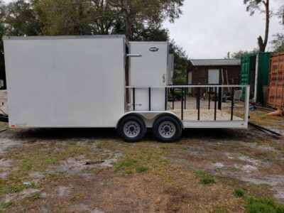 Diamond Cargo 7x20 TA Trailer - White, Barn Doors, Side Door, Extra Height, Hybrid Deck, 5K Axles - Image 3