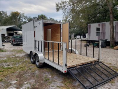 Diamond Cargo 7x20 TA Trailer - White, Barn Doors, Side Door, Extra Height, Hybrid Deck, 5K Axles - Image 5