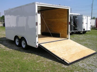 Diamond Cargo 8.5x14 TA Trailer - White, Ramp, Side Door, D-Rings - Image 4