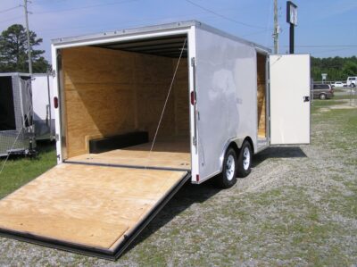 Diamond Cargo 8.5x14 TA Trailer - White, Ramp, Side Door, D-Rings - Image 8
