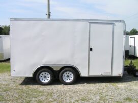Diamond Cargo 8.5x14 TA Trailer - White, Ramp, Side Door, D-Rings