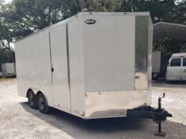 Diamond Cargo 8.5x16 TA Trailer - White, Ramp, Side Door, D-Rings