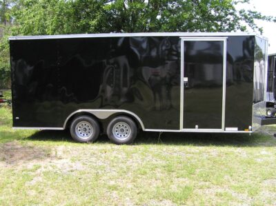 Diamond Cargo 8.5x18 TA Trailer - Black, Ramp, Side Door, D-Rings