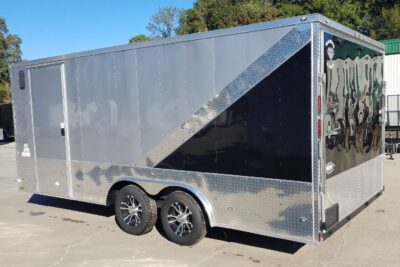 Diamond Cargo 8.5x18 TA Trailer - SilverBlack, Ramp, Two Side Doors, D-Rings, Electrical Package, Insulated, RTP Flooring, E-Track, More - Image 5
