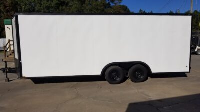 Diamond Cargo 8.5x20 TA Trailer - White Embossed, Ramp, Side Door, D-Rings, Blackout Package - Image 5