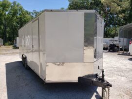 Diamond Cargo 8.5x20 TA Trailer - White, Ramp, Side Door, D-Rings