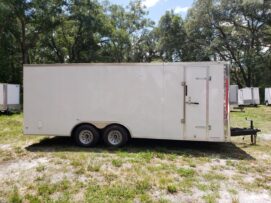 Diamond Cargo 8.5x20 TA Trailer - White, Ramp, Side Door, D-Rings, Flat Front, Insulated, 5K Axles