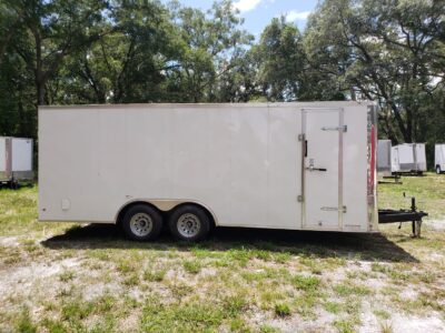 Diamond Cargo 8.5x20 TA Trailer - White, Ramp, Side Door, D-Rings, Flat Front, Insulated, 5K Axles