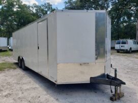 Diamond Cargo 8.5x24 TA Trailer - White, Ramp, Side Door, D-Rings