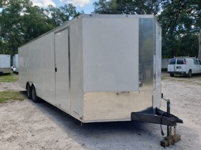Diamond Cargo 8.5x24 TA Trailer - White, Ramp, Side Door, D-Rings