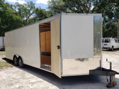 Diamond Cargo 8.5x24 TA Trailer - White, Ramp, Side Door, D-Rings - Image 11