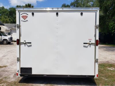 Diamond Cargo 8.5x24 TA Trailer - White, Ramp, Side Door, D-Rings - Image 8