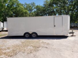 Diamond Cargo 8.5x24 TA Trailer - White, Ramp, Side Door, 5K Axles, D-Rings, Extra Height