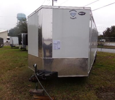 Diamond Cargo 8.5x24 TA Trailer - White, Ramp, Side Door, 5K Axles, D-Rings - Image 2