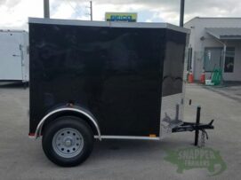 Quality Cargo 5x6 SA Trailer - Black, Barn Door, Side Vents