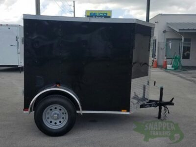 Quality Cargo 5x6 SA Trailer - Black, Barn Door, Side Vents
