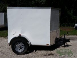 Quality Cargo 5x6 SA Trailer - White, Barn Door, Side Vents
