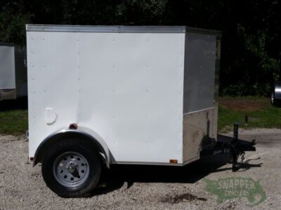 Quality Cargo 5x6 SA Trailer - White, Barn Door, Side Vents
