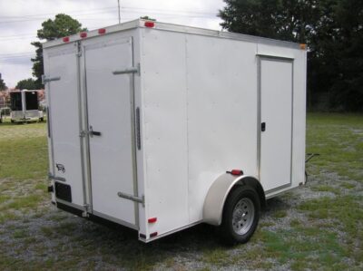 Quality Cargo 6x10 SA Trailer - White, Barn Doors, Side Door, Extra Height, Brakes, Radial Upgrade - Image 9