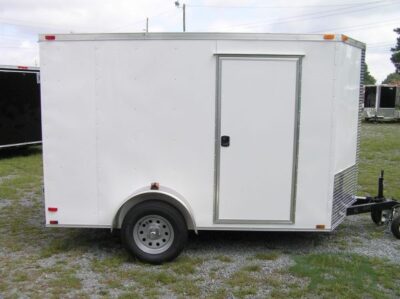 Quality Cargo 6x10 SA Trailer - White, Barn Doors, Side Door, Extra Height, Brakes, Radial Upgrade