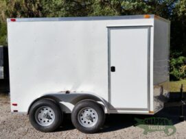 Quality Cargo 6x10 TA Trailer - White, Double Barn Doors, Side Door, Extra Height