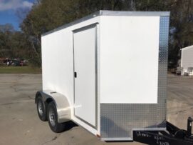 Quality Cargo 6x10 TA Trailer - White, Ramp, Side Door, Extra Height, 5K Axles, I-Beam Main Rails