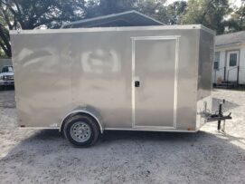 Quality Cargo 6x12 SA Trailer - Pewter, Ramp, Side Door, Extra Height, Insulated