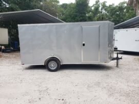 Quality Cargo 6x14 SA Trailer - Silver Frost, Ramp, Side Door, Extra Height