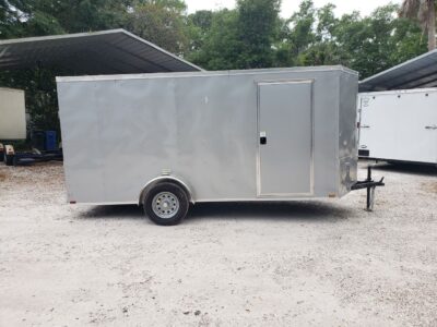 Quality Cargo 6x14 SA Trailer - Silver Frost, Ramp, Side Door, Extra Height