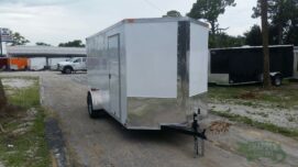 Quality Cargo 6x14 SA Trailer - White, Ramp, Side Door, Extra Height, 2 5/16in Coupler