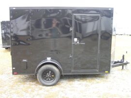 Quality Cargo 7x10 SA Trailer - Black, Ramp, Side Door, Extra Height, Electric Brakes, Blackout