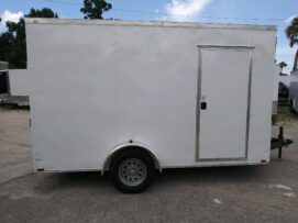 Quality Cargo 7x12 SA Trailer - White, Ramp, Side Door, Brakes, Extra Height, Heavy Duty Walls and Floor