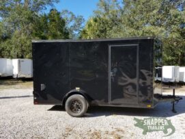 Quality Cargo 7x12 SA Trailer - Black with Blackout Package, Barn Doors, Side Door, Brakes, Extra Height