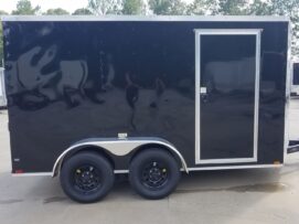 Quality Cargo 7x12 TA Trailer - Black, Ramp, Side Door, Extra Height, Transition Flap