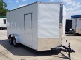 Quality Cargo 7x16 TA Trailer - White, Ramp, Side Door, Extra Height, Insulated, AC