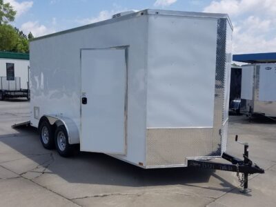Quality Cargo 7x16 TA Trailer - White, Ramp, Side Door, Extra Height, Insulated, AC - Image 14