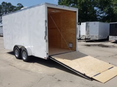 Quality Cargo 7x16 TA Trailer - White, Ramp, Side Door, Extra Height, Insulated, AC - Image 9