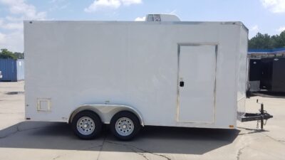 Quality Cargo 7x16 TA Trailer - White, Ramp, Side Door, Extra Height, Insulated, AC - Image 5