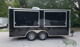 Quality Cargo 8.5x16 TA Trailer - Black, Ramp, Front Door, Concession Doors, 30 Amp Electrical Package and A/C