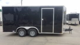 Quality Cargo 8.5x16 TA Trailer - Black, Ramp, Side Door, D-Rings, 5K Axles