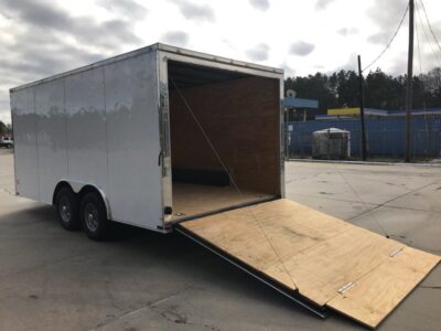 Quality Cargo 8.5x16 TA Trailer - White, Ramp, Side Door, D-Rings, 5K Axles, One Piece Roof - Image 6