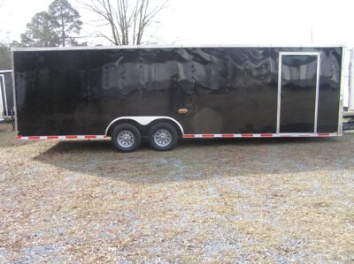 Quality Cargo 8.5x26 TA Trailer - Black, Ramp, Side Door, D-Rings, 5K Axles, Flat Front, Hidden Spare