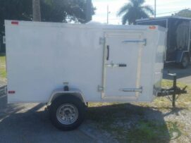 South Georgia Cargo 4x8 SA Trailer - White, Single Door, Side Door, and Roof Vent