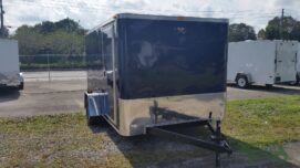 South Georgia Cargo 7x12 SA Trailer - Blue, Double Doors, Side Door, Flat Front, ATP Fenders