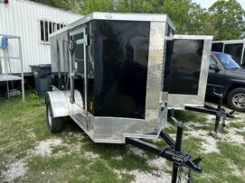 Douglas Trailers 4x8 SA Trailer - Black, Rear Swing Door