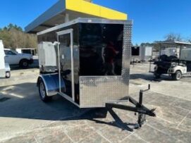 Diamond Cargo 5x8 SA Trailer - Black, Double Doors, Side Door