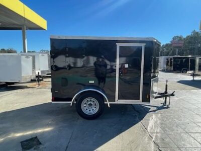 Diamond Cargo 5x8 SA Trailer - Black, Double Doors, Side Door - Image 2