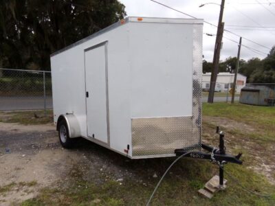 Douglas Trailers 6x14 SA Trailer - White, Ramp, Side Door