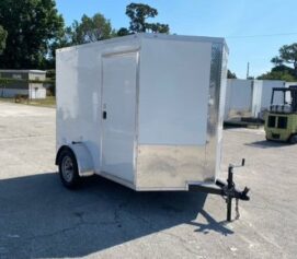 Douglas Trailers 6x8 SA Trailer - White, Ramp, Side Door