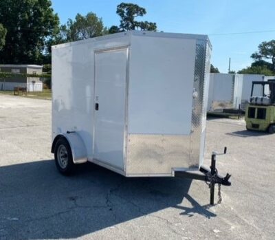 Douglas Trailers 6x8 SA Trailer - White, Ramp, Side Door